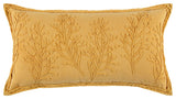 Yellow Botanical Pattern Embroidered Lumbar Pillow