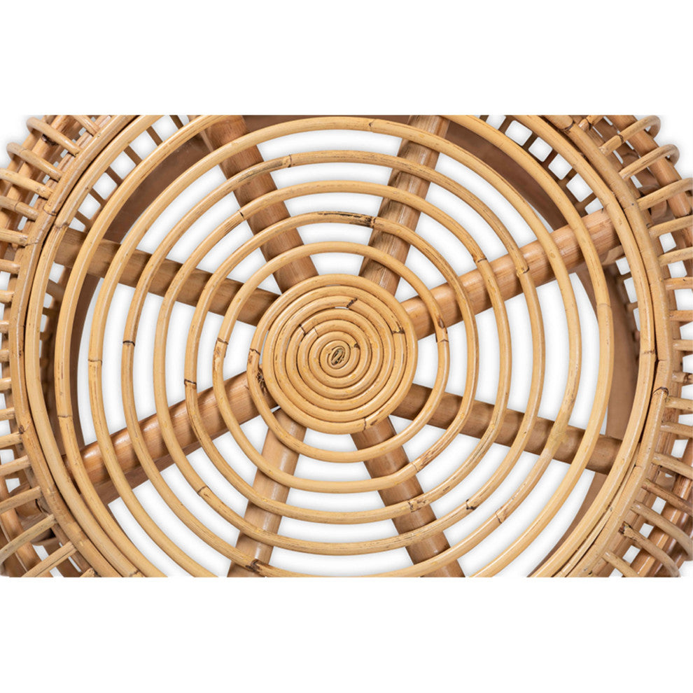 Baxton Studio Maverick Modern Bohemian Natural Brown Rattan End Table