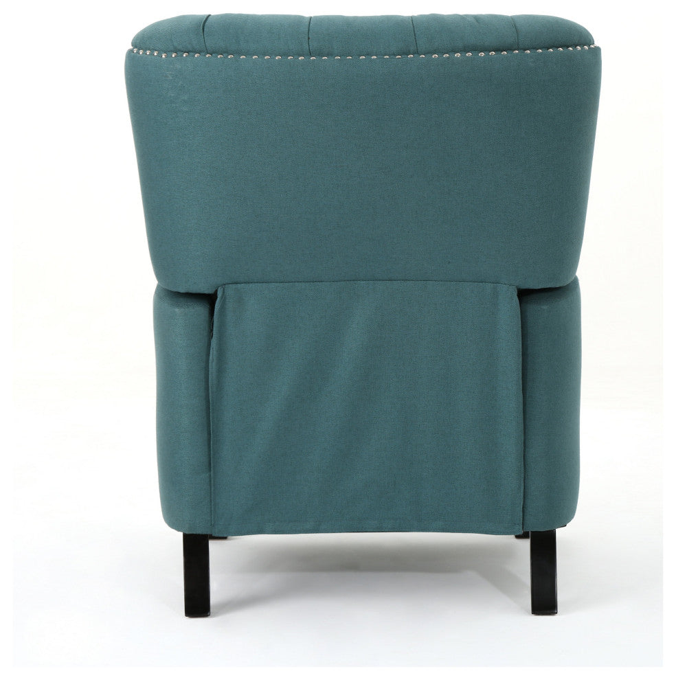 GDF Studio Carlyle Tufted Back Fabric Recliner Armchair, Dark Teal