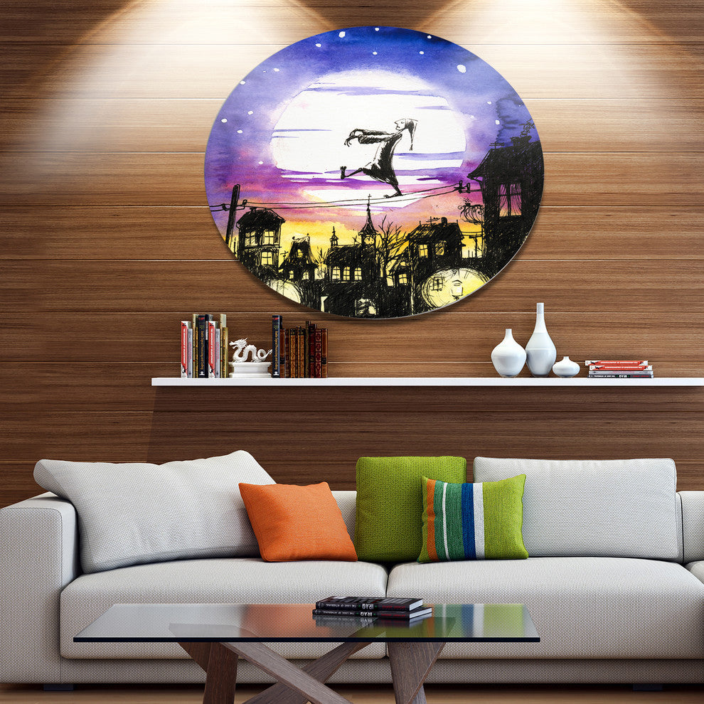 Sleepwalker In Moonlight, Round Wall Art, 23"