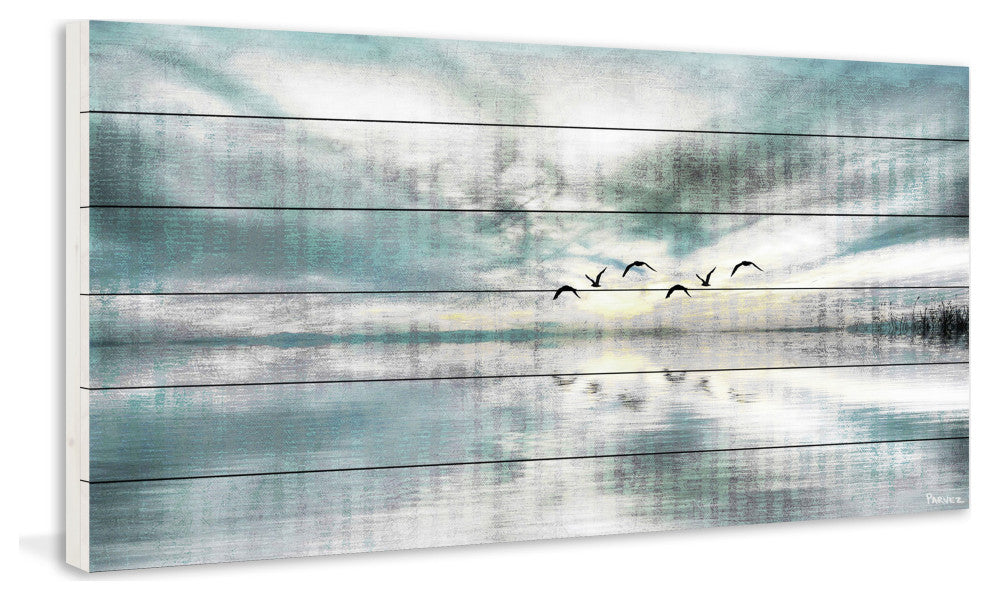 "Birds Skylight" Wall Art on Wood, 60"x30"