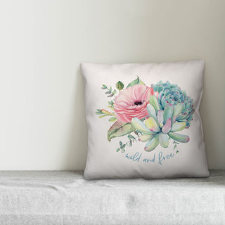 Wild and Free Succulents 20x20 Throw Pillow