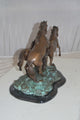 Three horses running Bronze Statue -  Size: 11"L x 18"W x 13"H.