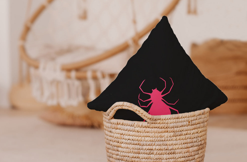 Halloween Spiders Indoor/Outdoor Throw Pillow, Tickled Pink, 18"x18"