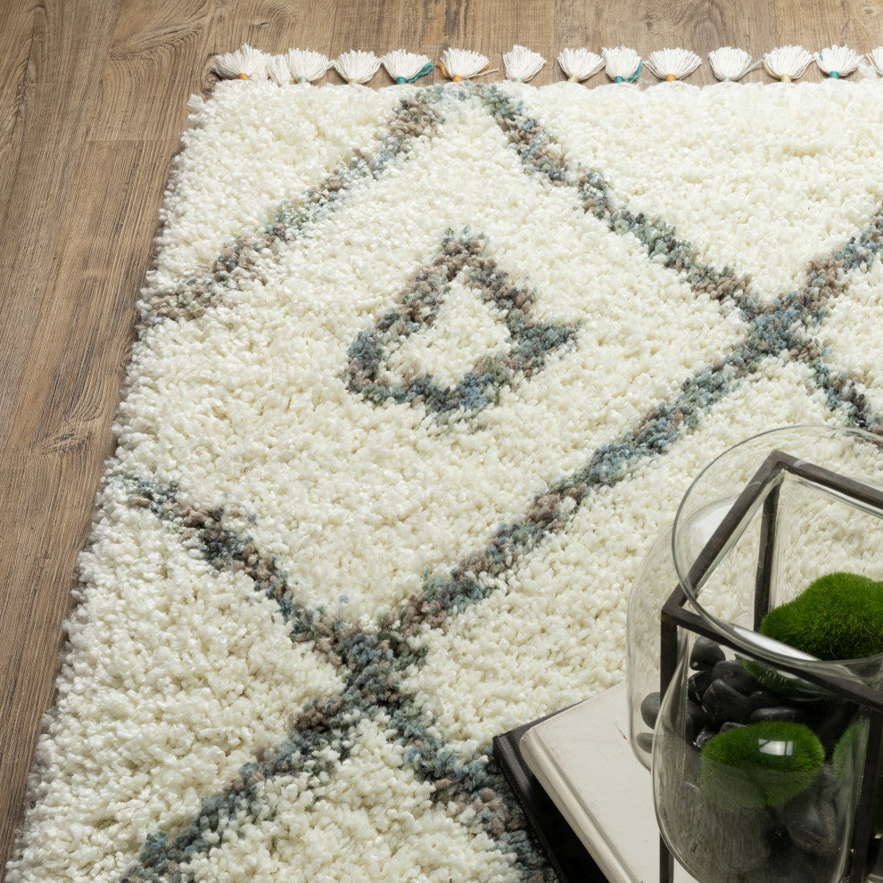 Aurora Diamond Ivory/Multi Indoor Area Rug, Ivory, 7'10" x 10'10"