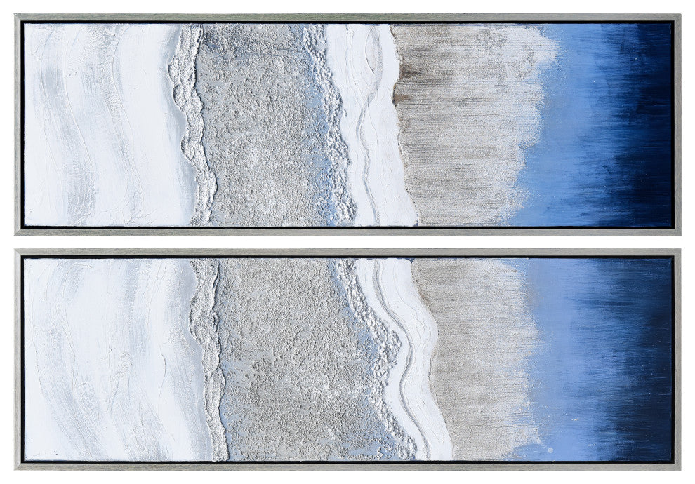Sand Art Textured Metallic Hand Painted Wall Art Abstract Diptych Set