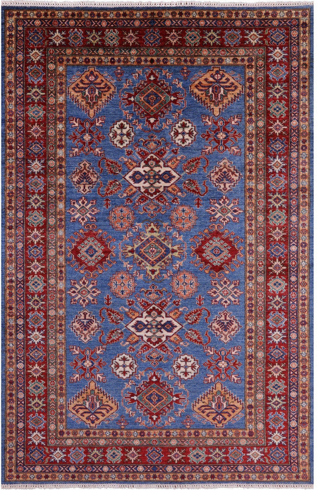 5' 10" X 9' 0" Super Kazak Hand-Knotted Wool Rug - Q12938