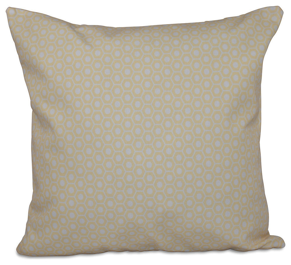 Geometric Decorative Pillow, Soft Lemon, 16"x16"