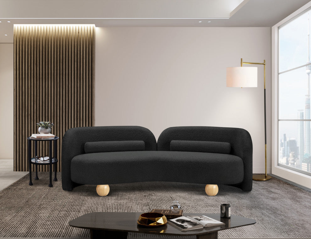 Daphne Upholstered Chair/Loveseat/Sofa, Black, Boucle Fabric, Sofa