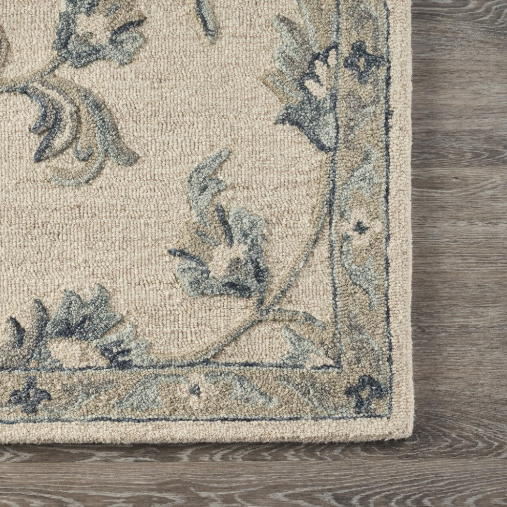 7' X 9' Light Blue Wool Hand Tufted Area Rug