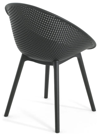 GDF Studio Outdoor Polypropelene Plastic Gable Dining Chairs, Set of 2, Black