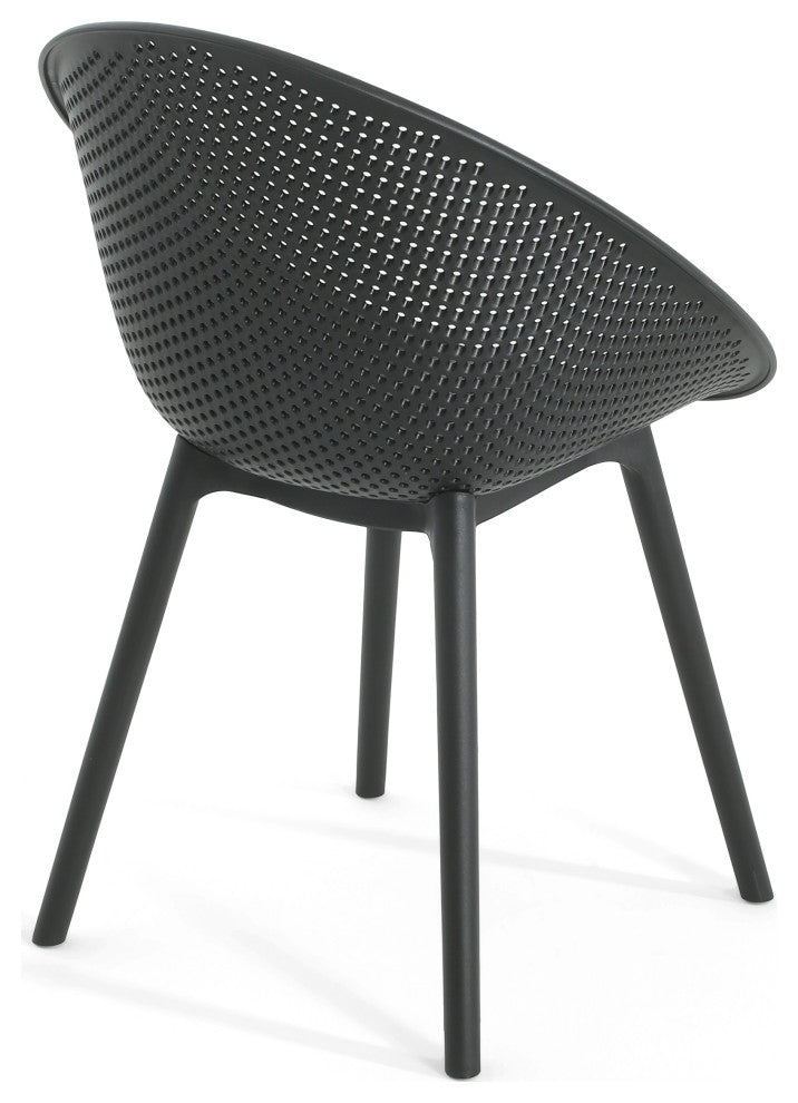 GDF Studio Outdoor Polypropelene Plastic Gable Dining Chairs, Set of 2, Black