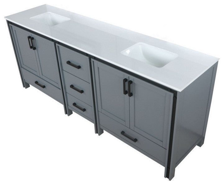 Ziva Transitional Dark Grey 84" Double Vanity, Cultured Marble Top