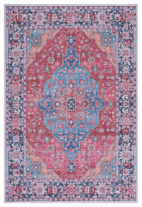 Safavieh Serapi SEP369 Rug Machine-Washable, Blue/Rust, 9'x12'