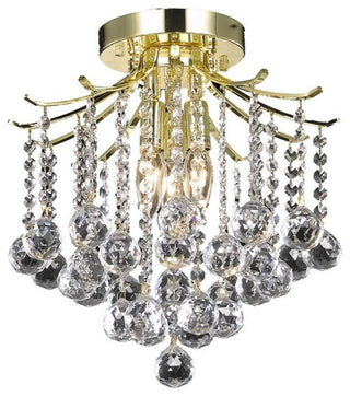 Living District Amelia 3-Light Transitional Metal Flush Mount in Gold Finish