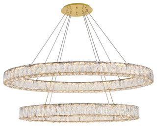 Elegant Lighting 3503D40 Monroe 2 Light 41"W LED Crystal Ring - Gold