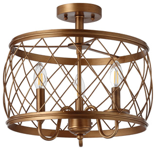 Eleanor 15" Metal LED Flush Mount Ceiling Light, Antiqued Gold