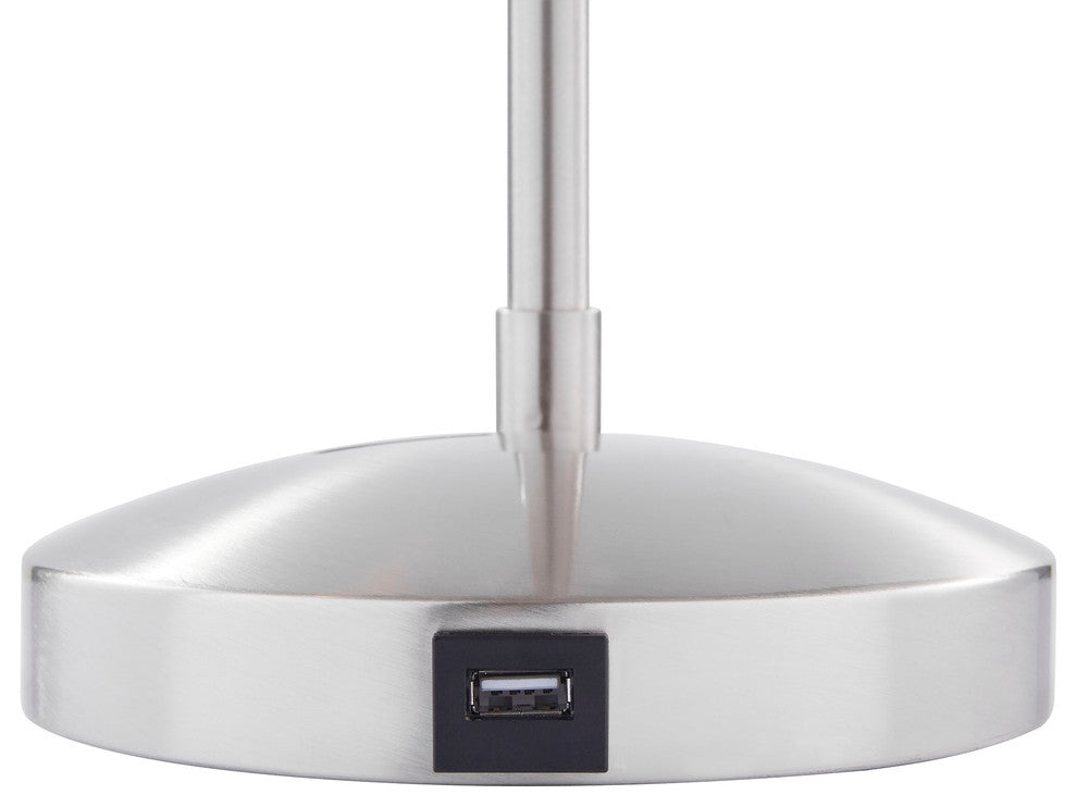 Dessau Turbo Swing-Arm Table Lamp with USB, Satin Nickel