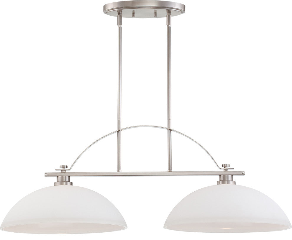 Nuvo 2-Light Bentley Pendant Light Fixture, Brushed Nickel