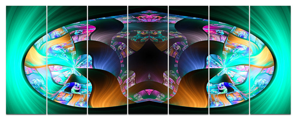 Blue Capsule in Plasma, Abstract Canvas Art Print, 83"x32", 7 Panels
