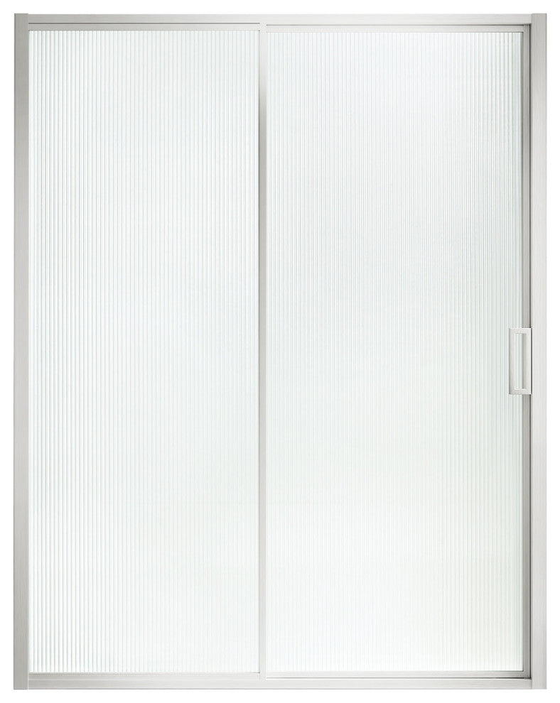 Stanford Sliding Fluted Alcove Shower Door, Satin Nickel, Fluted Glass, 60"