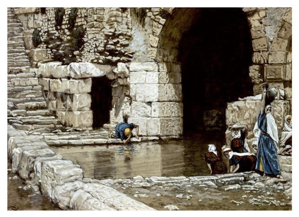 "Blind Man Washes In The Pool of Siloam" Paper Print by James Tissot, 32"x23"