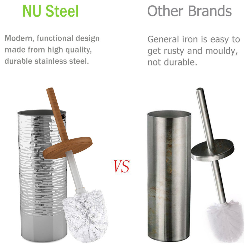nu steel Round Shape Stainless Steel Toilet Brush Holder