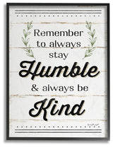 "Humble And Kind Rosemary Sprig Typography" 11x14, Framed Giclee Texturized Art