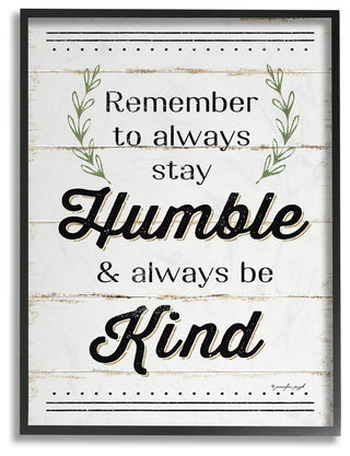 "Humble And Kind Rosemary Sprig Typography" 11x14, Framed Giclee Texturized Art