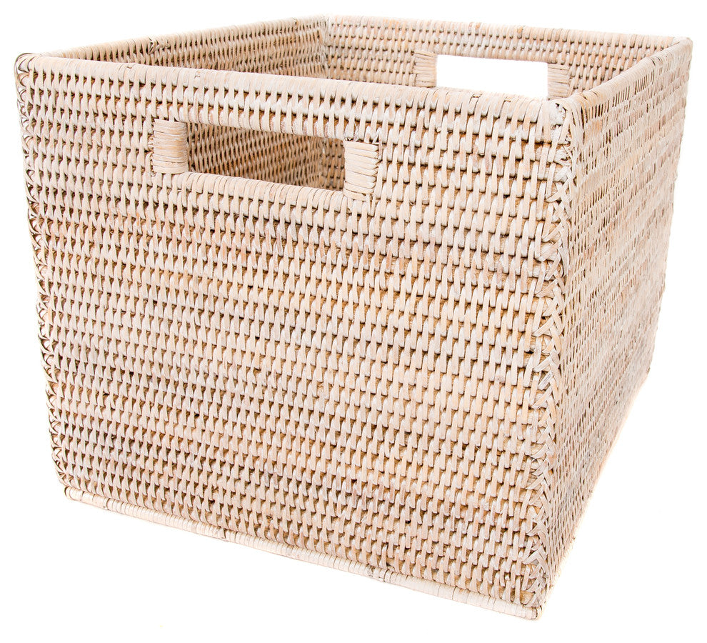 Artifacts Rattan Storage Box Letter File Organizer, White Wash