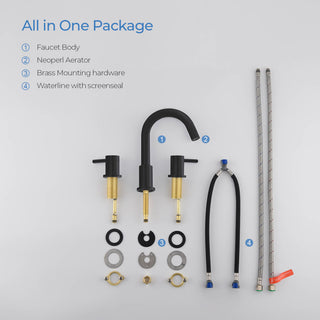 Circular Widespread Sink Faucet With Pop-Up Drain, Matte Black