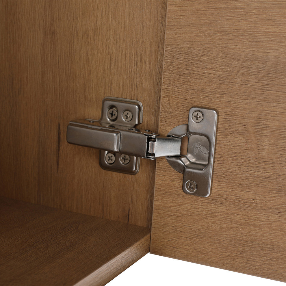18 in. Wall-Mounted Small Bathroom Vanity With Ceramic Sink, Imitative Oak