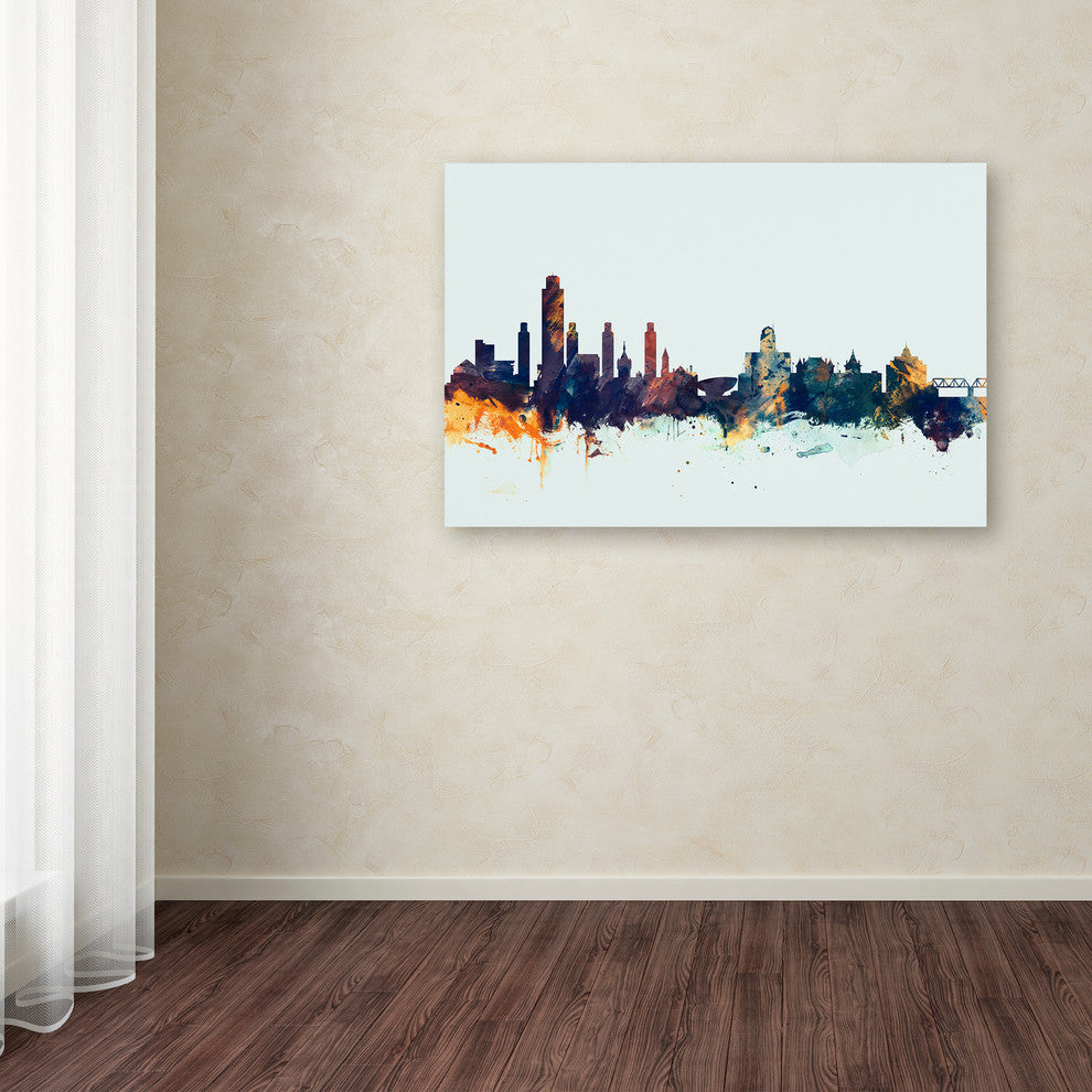 Michael Tompsett 'Albany New York Skyline Blue' Canvas Art, 30x47