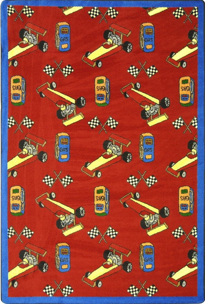 Playful Patterns Rug, Pit Stop, 7'8"x10'9", Red