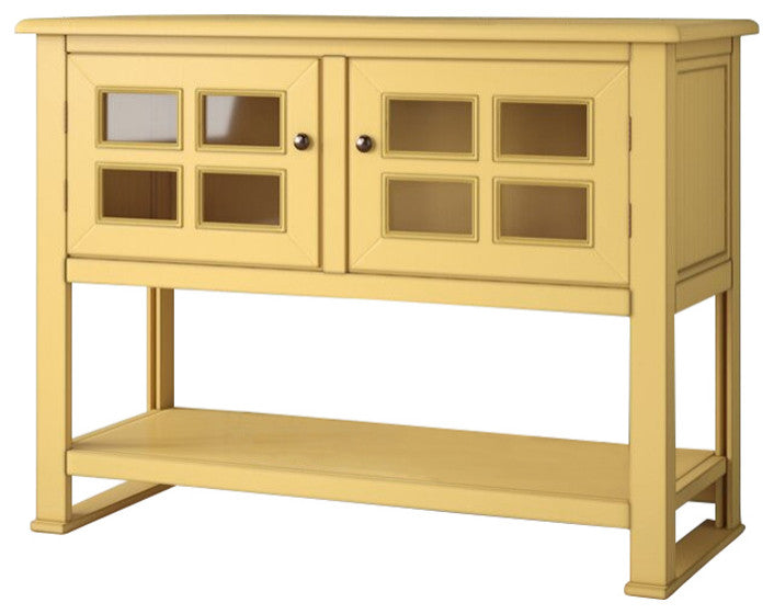 Eagle's Console/Sofa Table With Glass Doors, Antique Black
