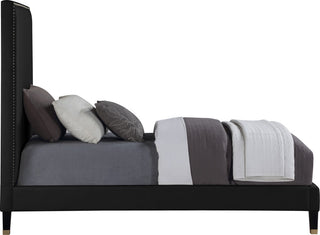 Harlie Velvet Upholstered Bed, Black, Twin