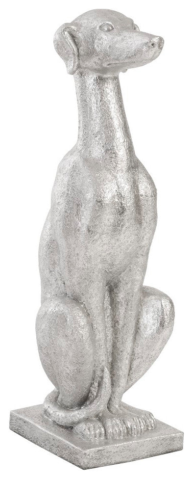 Grayhound Resin Figurine, Silver Leaf