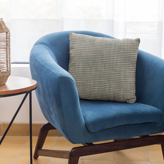 Plutus Blue Simple Stripe Luxury Throw Pillow, 20"x30"