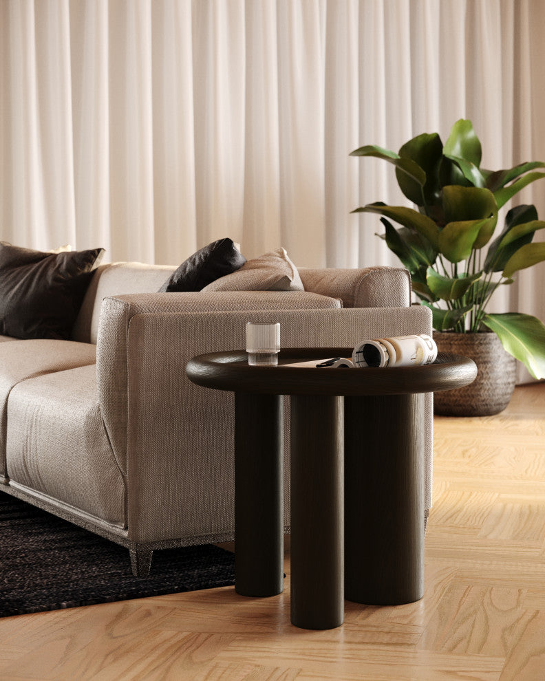 Strauss Contemporary Brown Ash Round End Table