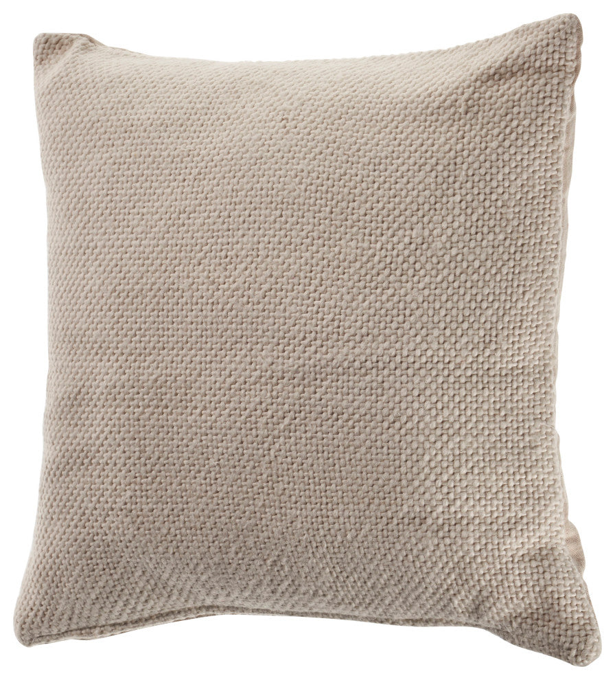 Ox Bay Hand-stitched Cream/Beige Solid Organic Cotton Pillow Cover, 18"x18"