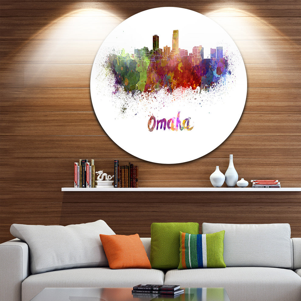 Omaha Skyline, Cityscape Disc Metal Artwork, 11"