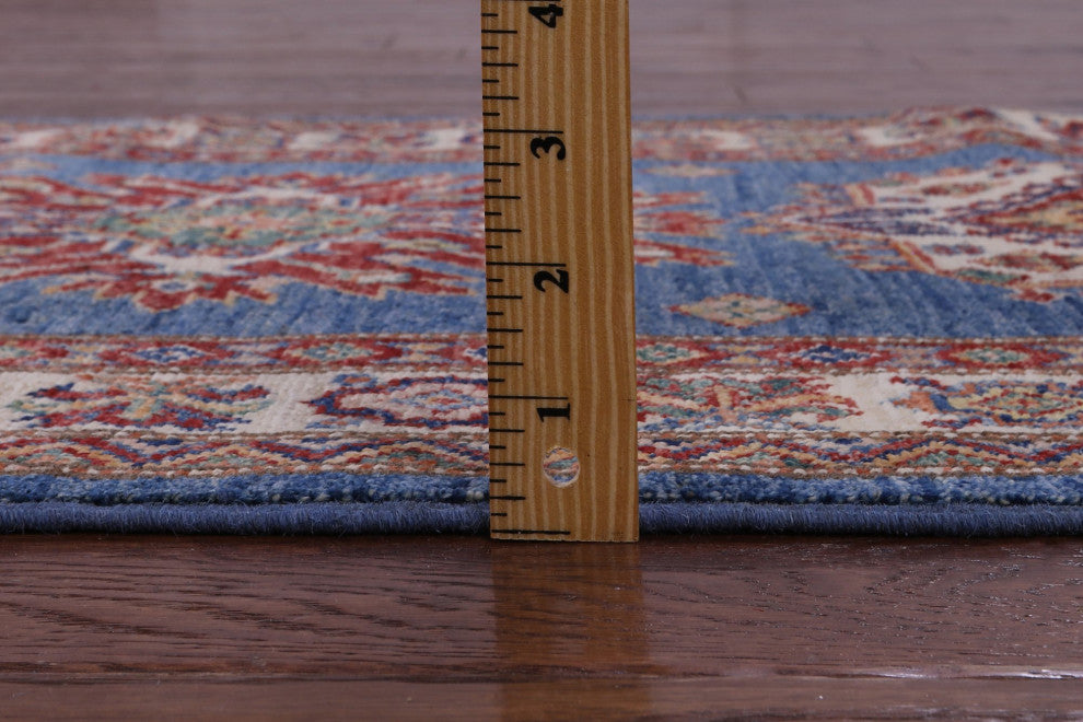 2' 9" X 13' 5" Super Kazak Geometric Handmade Wool Runner Rug - Q12998