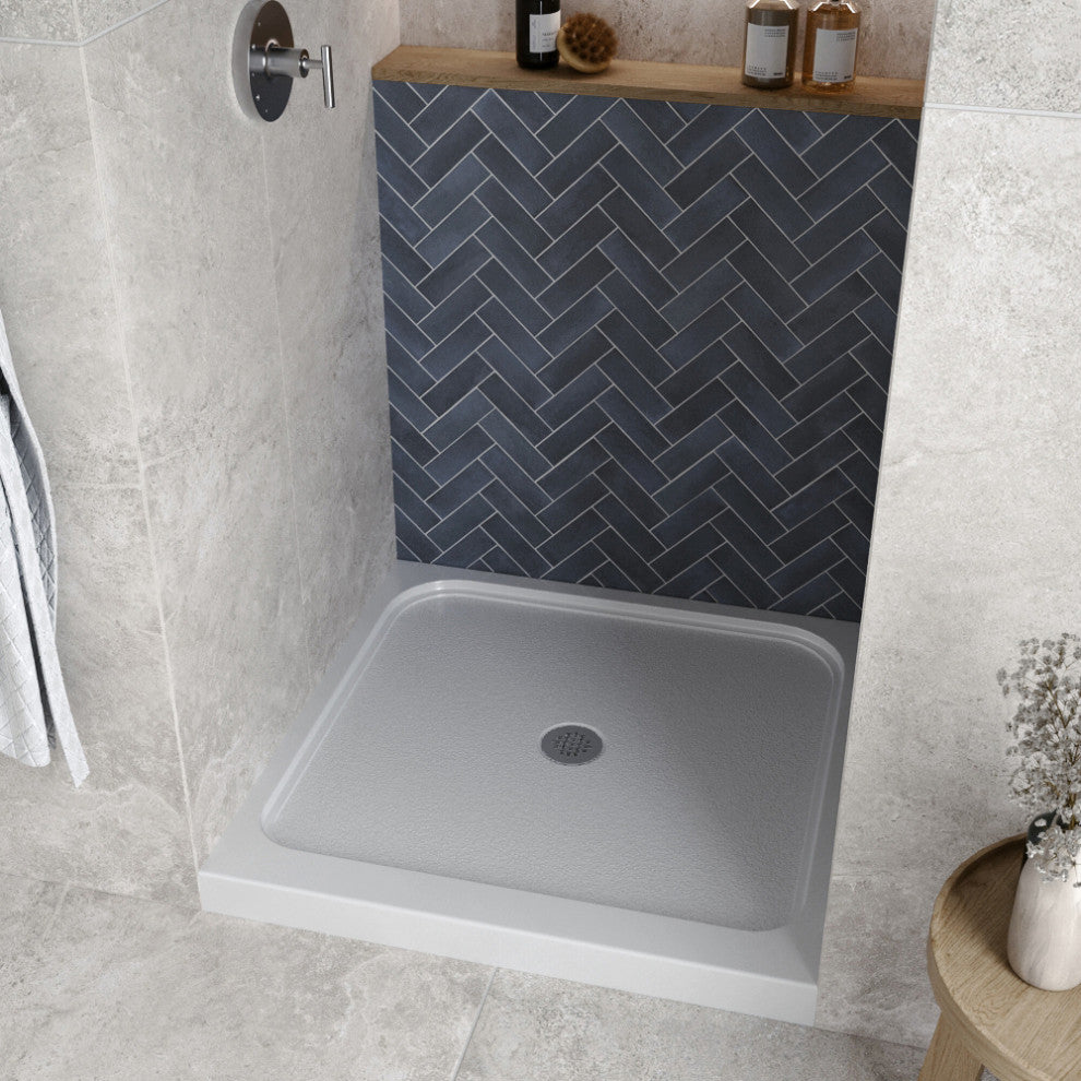 GB-537-152 36"x36" Alcove Acrylic Shower Base, Center Drain, Drain Included