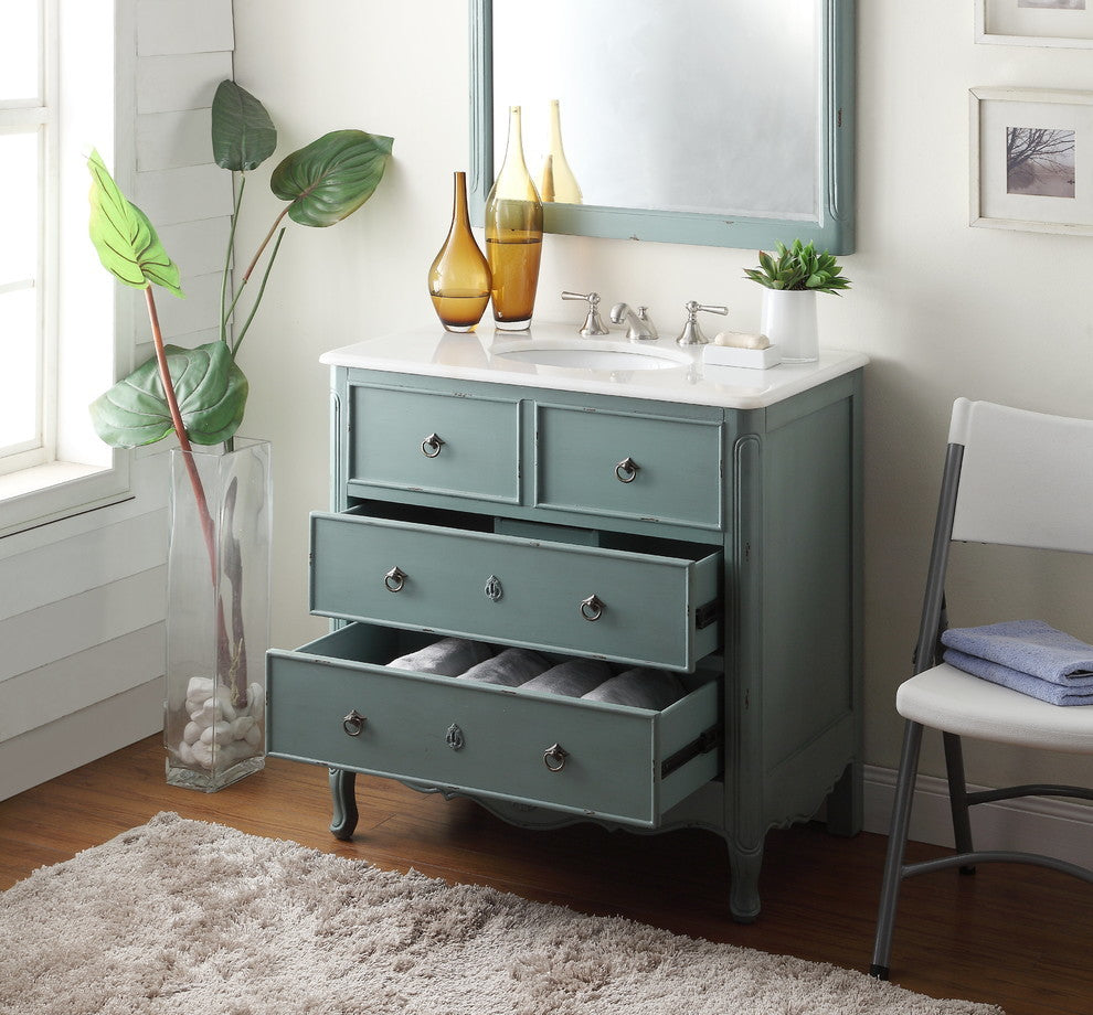 34" Dalleville Vintage Blue Bathroom Vanity