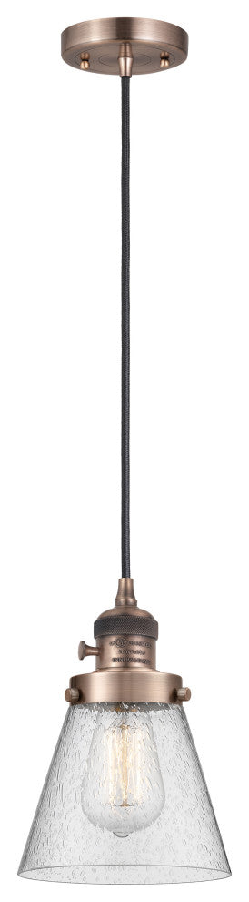 Innovations 201CSW-AC-G64 Cone 1 Light Mini Pendant, Switch, Antique Copper