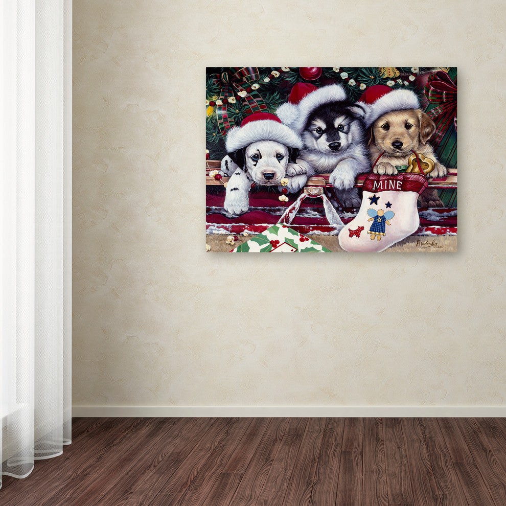 Jenny Newland 'A Tail Wagging Christmas' Canvas Art, 24x18