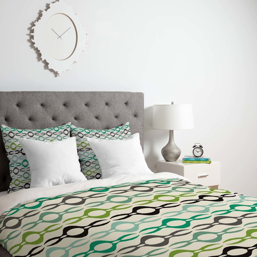 Deny Designs Karen Harris Coming Undone In Succulent Light Duvet Cover - Lightwe