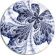 Symmetrical Tight Blue Fractal Flower, Floral Round Wall Art, 36"