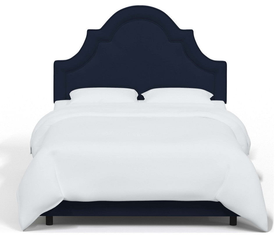 High Arched Bed With Border, Velvet Ink, King