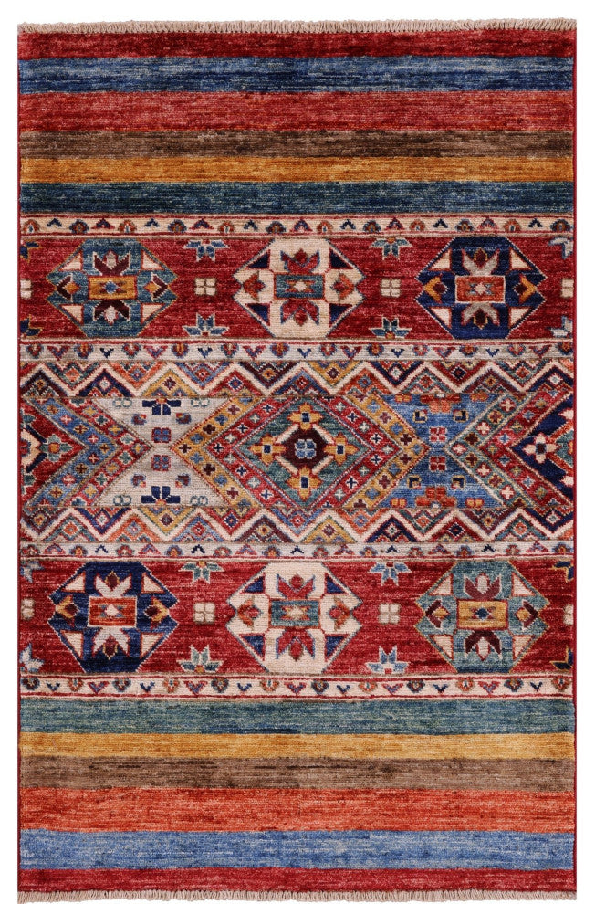 2' 7" X 3' 11" Super Kazak Khorjin Handmade Wool Rug Q11036